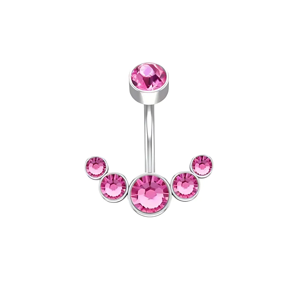 New Arrival Navel Button Rings Set Pink Crystal Belly Ring Stainless Steel Belly Piercing Jewelry Wholesale