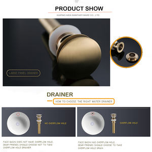 Bonde <span class=keywords><strong>de</strong></span> lavabo escamotable moderne <span class=keywords><strong>de</strong></span> haute qualité en chrome brossé doré avec trop-plein pour lavabo à poser extérieur et sous-sol - Product Image 3