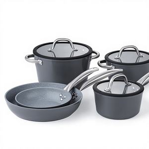 Juego de Utensilios de Cocina Ecológicos <span class=keywords><strong>AXA</strong></span>, Cerámica Antiadherente No Tóxica, Revestimiento de Esmalte Amarillo, Utensilios de Metal con Tapas de Vidrio - Product Image 4