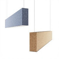 Panneau acoustique suspendu linéaire en feutre de fibre de polyester, absorbeur de son suspendu avec bande LED pour bureau, salle de réunion, hall