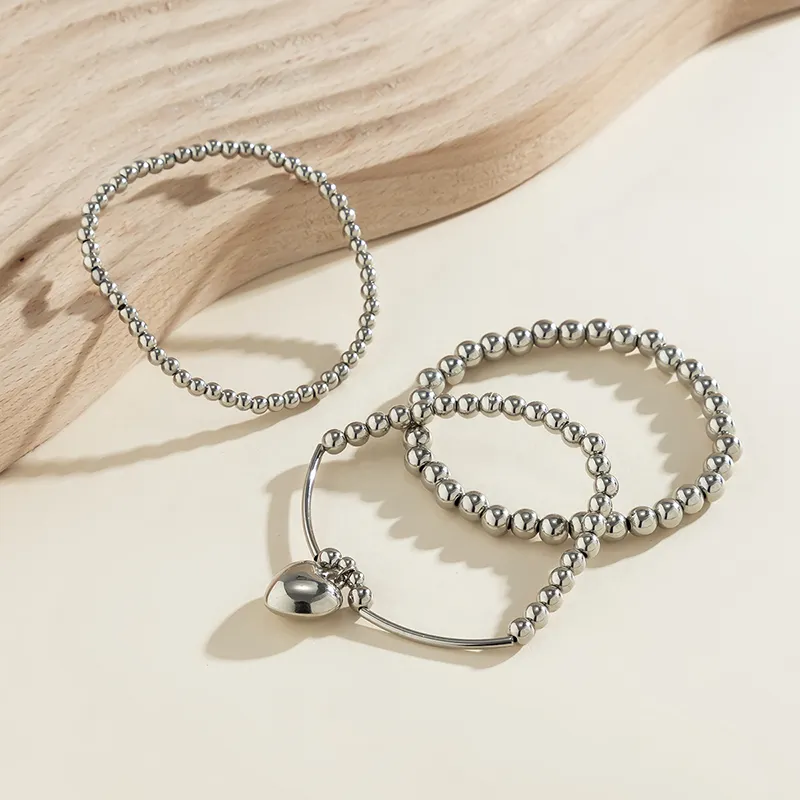 Cross-border Jewelry Bead Bracelet Design Sense Love Pendant Bracelet Sweet Cool Stacking Enewton Bracelets for Women