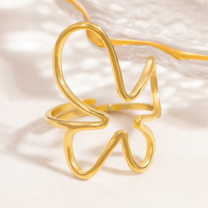 Anillos de Moda Chapados en Oro con Diseño de Lazo de Flor Ajustables para Mujer, Joyería de Regalo - Product Image 4