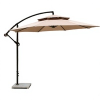 Parasol banane dépliable avec ventilations, double toit, mât latéral en fer robuste, design moderne, imperméable, mobilier d'extérieur