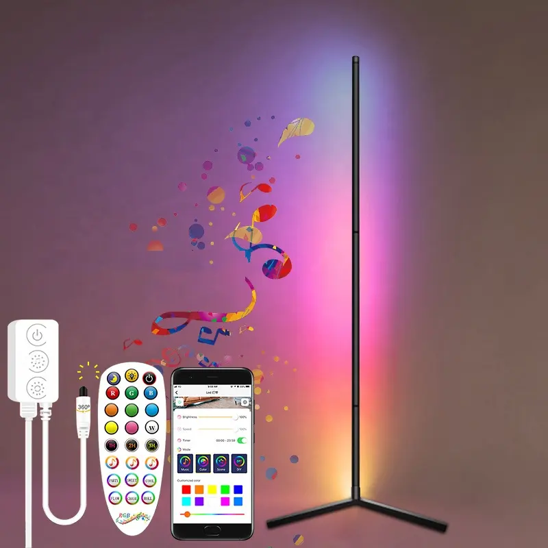 New RGB smart Floor Lamp Standing Corner Lighting Simple LED Rod Floor Lamps For Living Room Bedroom Changing Atmosphere Light