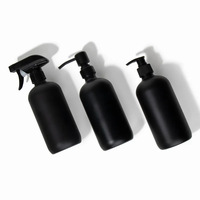 Bouteilles Boston rondes en verre de 8 oz, 16 oz, 32 oz avec bouchon en plastique noir et couvercle compte-gouttes, 500 ml, personnalisables par sérigraphie pour spiritueux et savon