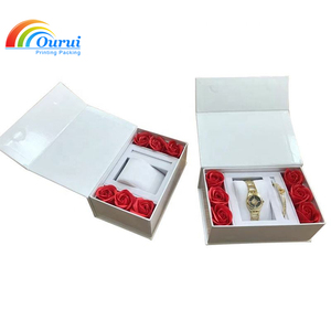 Factory Wholesale Custom Watch & Bangle <b>Gift</b> Packaging Set <b>Box</b> With Flower <b>Valentine</b> Watch Jewelry <b>Gift</b> <b>Box</b> for Ladies <b>Gift</b> - Product Image 3