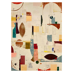 Peinture à l'huile peinte à la main, art abstrait, cadre métallique rectangulaire, décoration murale moderne minimaliste pour salon, Dafen Village Designer - Product Image 5