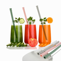 Vente en gros de pailles pliables réutilisables en silicone, ensemble de pailles de voyage pliables avec étui pour un usage quotidien