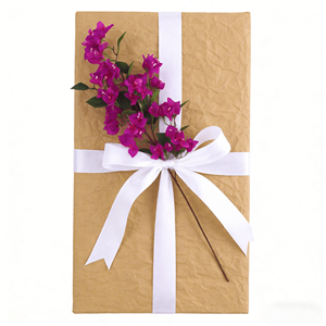 זר פרחי בוגנוויליה מלאכותיים על גבעול בודד ופרחי קשת |   עיצוב חתונה |   סידור אגרטל - Product Image 3