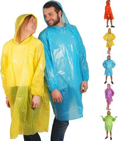 Custom Lightweight Disposable Rain for Poncho for Amazon Family Pack Waterproof Plastic with Windproof Feature for Camping Tours