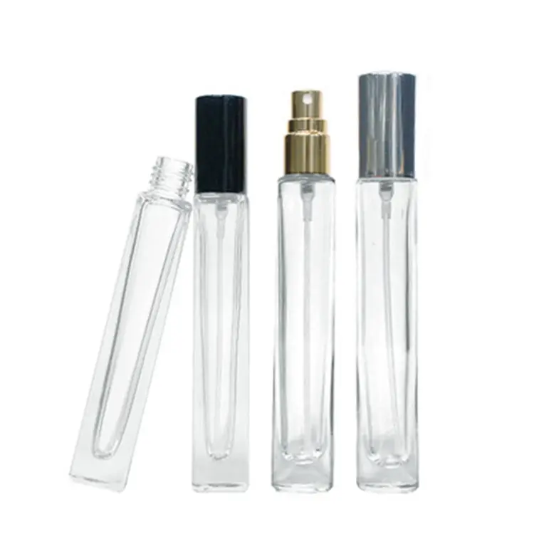 Garrafa de perfume de 10ml, spray de vidro transparente popular, amostra grátis