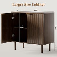 Buffet de rangement en noyer, meuble d'appoint moderne cannelé avec portes, console de bar à café pour salon