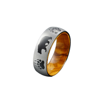 Anillo de tungsteno de estilo clásico Oliver POYA de 8mm con revestimiento de acero inoxidable plateado de oso negro para regalo de boda aniversario