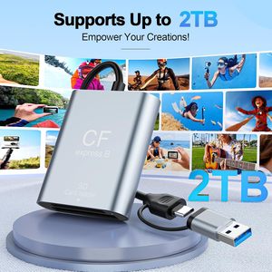 Lecteur de cartes 2-en-1 <span class=keywords><strong>CFexpress</strong></span> Type C SD 3.0 Lecteur de cartes externe pour DSLR avec interface USB 3.2 Gen 2 10 Gbps - Product Image 4