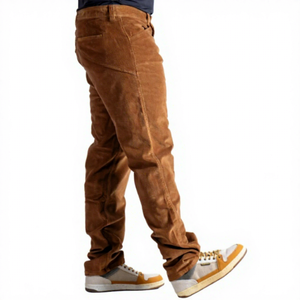 Pantalones de pana azul de peso medio para hombre, de pierna ancha, corte holgado, estilo casual, para trabajo, vintage, streetwear, planos, ODM - Product Image 5