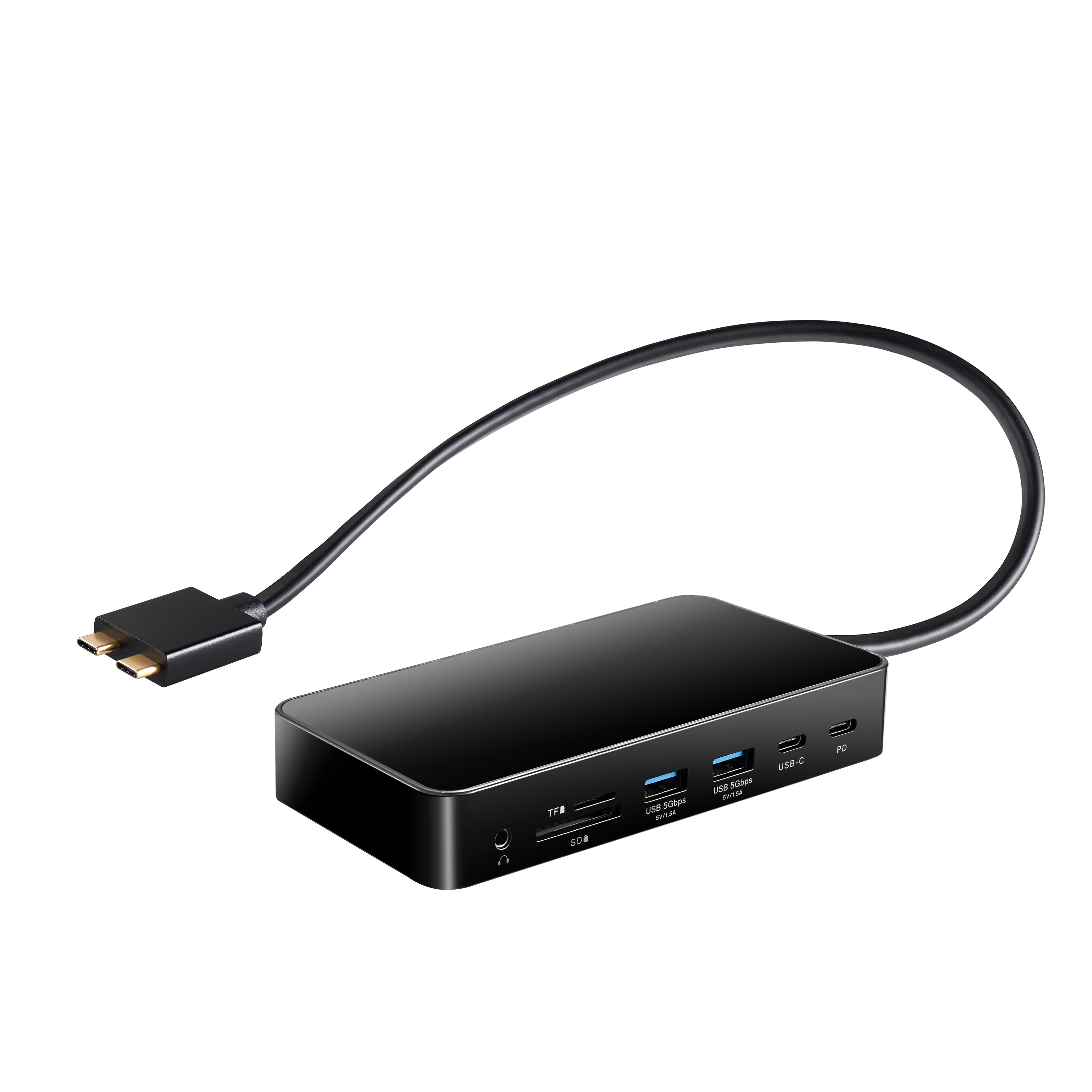 Estación de acoplamiento para ordenador portátil 12 en 2 USB C 2 HDMI 4K @ 60Hz, 18W PD 3,0 5Gbps, USB 3,0 y 4 USB 3,0, RJ45 Ethernet SD/TF Audio