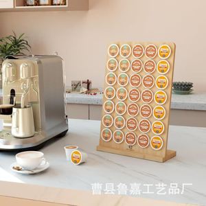 Soporte para cápsulas de café de bambú, estante de almacenamiento de escritorio para 35 cápsulas, para sala de té, color madera natural, gran capacidad - Product Image 1