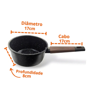 High Quality Ceramic Marble Coated Pot <b>Pan</b> Glass <b>Lids</b> Wooden Soft touch Handles Non Stick 7-Piece Forged Aluminium Cookware Set - Product Image 3