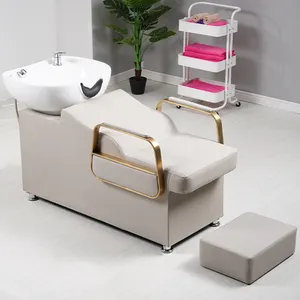 Muebles de masaje personalizados para peluquería, cómoda silla de champú, cama de lavado con tazón, gran oferta