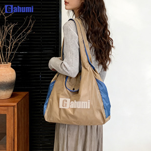 Custom Large Capacity Double Color Shoulder Tote <b>Bag</b> Travel Eco Portable <b>Foldable</b> Supermarket Shopping <b>Bag</b> - Product Image 2