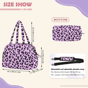 Leopard Print 23L Capacity Overnight <b>Bag</b> Custom Logo Polyester Water Resistant <b>Travel</b> Duffel <b>Bags</b> with Adjustable Shoulder Strap - Product Image 2