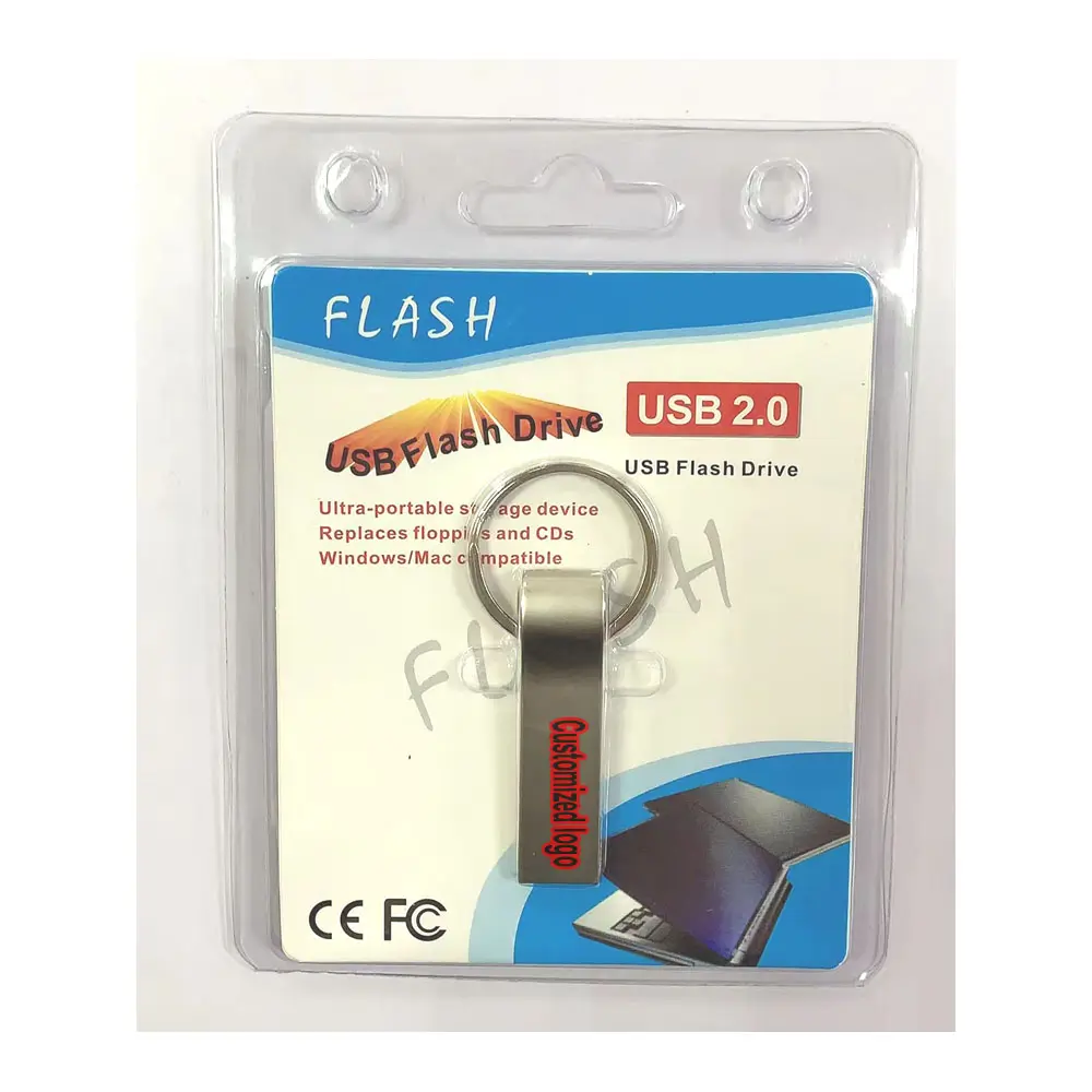Металлический мини-брелок с USB-флешкой