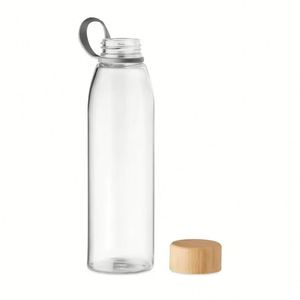 Bouteille d'eau en borosilicate incassable et écologique de 500 ml, bouteille d'eau en verre sport anti-fuite avec un couvercle en bambou et un support en TPU - Product Image 3