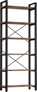 Étagère à livres trapézoïdale à 6 niveaux, étagère de présentation en bois naturel, style industriel rétro, adaptée à la maison, au bureau et au salon - Product Image 2