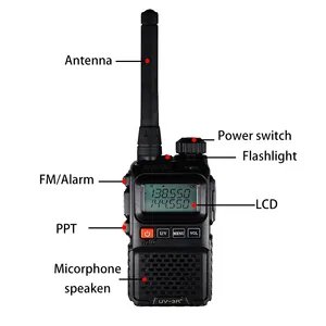 手持ht宝丰UV-3R + walki talki设置双向无线电走路说话双频136-174MHz & 400-470MHz BF uv3r