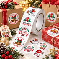 Autocollants ronds de Noël personnalisés, étiquettes adhésives pour cadeaux de fêtes avec motif de cloche et de chaussette pour l'emballage de cadeaux
