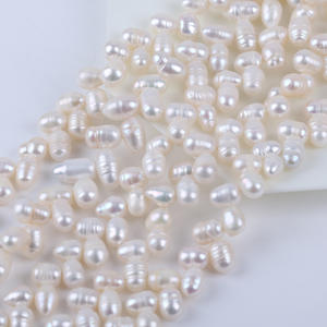 Perlas nucleadas de agua dulce naturales de 6-7 mm, cuentas de arroz con tres o siete agujeros, color blanco brillante para collar de perlas DIY - Product Image 5