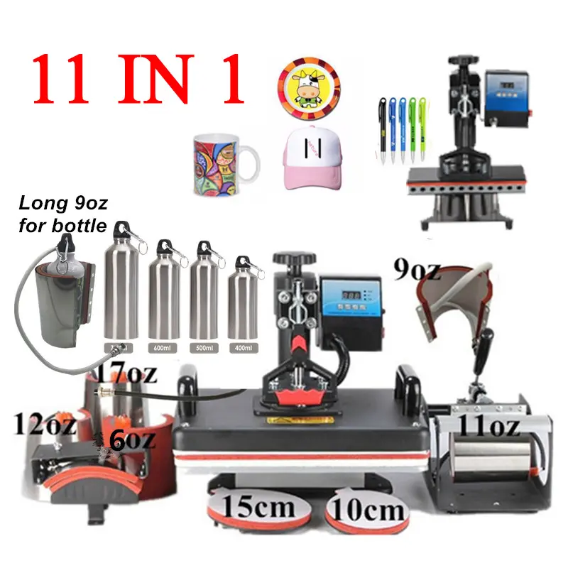 Benutzer definierte 11 In 1 Combo Hitze presse Maschinen Sublimation Becher Hut Stift platte Puzzle T-Shirt Druckmaschine