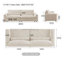 111197 Quanu Weiches Chenille 3-Sitzer Sofa-Set Wasser- und Ölabweisender Stoff Couch Modernes Weißes Stoffsofa für Wohnzimmer