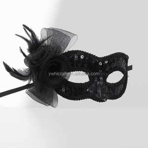 Masques de fête de carnaval HLC simples noir argent avec paillettes fabricant de masques de <span class=keywords><strong>bal</strong></span> de mascarade pour accessoires d'habillage de fête costumée - Product Image 3