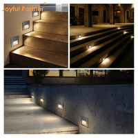 Applique murale encastrée carrée en aluminium LED 2W étanche IP65 avec détecteur de mouvement et verre trempé pour jardin et terrasse extérieurs