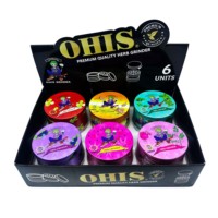 Broyeurs d'herbes de luxe OHIS 2.5 pouces impression UV en gros broyeur en alliage de Zinc 4 pièces accessoires pour fumeurs broyeurs d'herbes portables