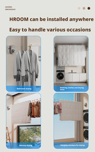En gros, Séchoir à linge mural rétractable portable moderne en câble d'acier inoxydable pour intérieur, double ligne - Product Image 4