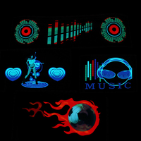 Autocollant lumineux LED pour pare-brise de voiture, égaliseur activé par le son, lumière néon EL, rythme musical, lampe clignotante, style avec contrôle, 40*30cm 45*30cm