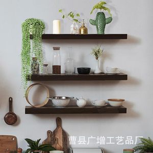 Solid Wood Wall Mounted <b>Shelf</b> 40x15x2.5cm Rectangle Multipurpose Hanging Storage <b>Rack</b> For Living Room Bathroom Decoration - Product Image 5
