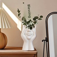 Vase Pot de Fleur Créatif Nordique en Forme de Visage, Décoration Simple et Tendance pour la Maison, le Salon ou le Bureau