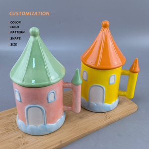Taza de cerámica Taza Castillo Taza 3D Mushroom Church Magic Macaron Taza de café Estilo Mediterráneo Forma de <span class=keywords><strong>Casa</strong></span> Taza de café con tapa - Product Image 1
