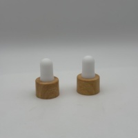 Bouchon compte-gouttes en plastique 18-410 avec motif bois imprimé par transfert d'eau et pipette en verre pour flacons d'huiles essentielles