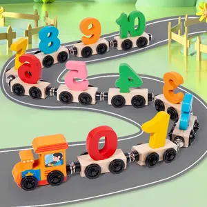 COMMIKI en bois magnétique numérique petit Train blocs de construction jouet voiture 1-3 ans bébé éducation précoce enseignement sida modèle