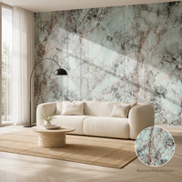 Panneau mural WPC en gros 900x2800mm 9mm imperméable, revêtement marbre bleu vert pour chambre d'hôtel et salon