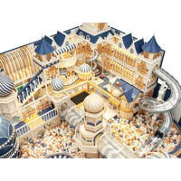 Aire de jeux intérieure pour enfants sur le thème du château européen, avec piscine à balles, toboggan en spirale et trampoline pour centre commercial