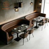 Ensemble table et chaises de restaurant carrées modernes de luxe en pierre et cuir pour café, facile à nettoyer