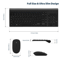 Ensemble clavier et souris sans fil TASSO silencieux, ultra-mince, taille standard, 1600 DPI, compatible multi-appareils, avec pavé numérique, pour bureau et voyage