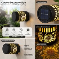 Lampe murale solaire florale en gros pour décoration de jardin, luminaire décoratif en métal ajouré avec motif tournesol