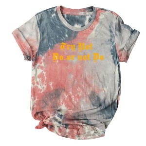 T-shirt décontracté à manches courtes en coton et lin, col rond, motif tie-dye, style européen et américain, été <span class=keywords><strong>2022</strong></span> - Product Image 5
