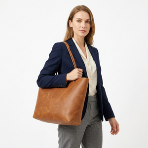 BS INTERNATIONAL Pochette pour femme élégante, durable, légère, 100% cuir, fermeture éclair, grande capacité, imperméable, avec bandoulière - Product Image 1